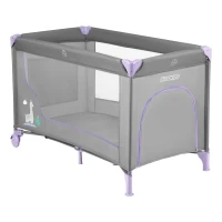 Ricokids RK-240 Cestovní postýlka + matrace a taška, 125 × 65 × 78 cm, šedo-levandulová
