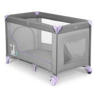 Ricokids RK-240 Cestovní postýlka + matrace a taška, 125 × 65 × 78 cm, šedo-levandulová