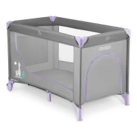 Ricokids RK-240 Cestovní postýlka + matrace a taška, 125 × 65 × 78 cm, šedo-levandulová