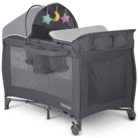 Ricokids RK-242 Cestovná detská postieľka + matrac + taška 125 × 65 × 78 cm, antracitová