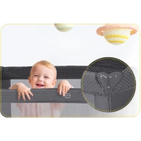 Ricokids RK-242 Cestovná detská postieľka + matrac + taška 125 × 65 × 78 cm, antracitová