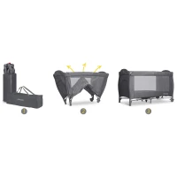Ricokids RK-242 Cestovná detská postieľka + matrac + taška 125 × 65 × 78 cm, antracitová