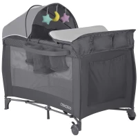 Ricokids RK-242 Cestovná detská postieľka + matrac + taška 125 × 65 × 78 cm, antracitová
