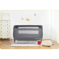 Ricokids RK-242 Cestovná detská postieľka + matrac + taška 125 × 65 × 78 cm, antracitová