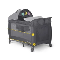 Ricokids RK-242 Cestovná detská postieľka + matrac + taška 125 × 65 × 78 cm, antracitová