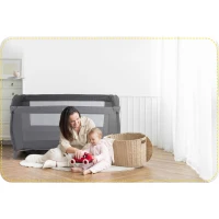 Ricokids RK-242 Cestovná detská postieľka + matrac + taška 125 × 65 × 78 cm, antracitová