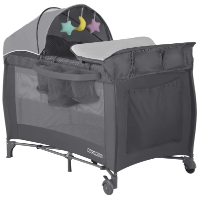 Ricokids RK-242 Cestovná detská postieľka + matrac + taška 125 × 65 × 78 cm, antracitová