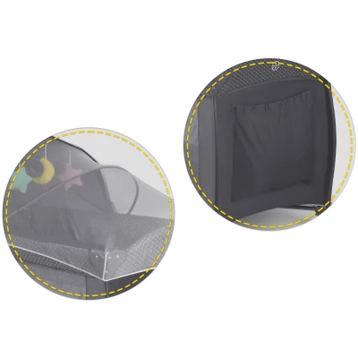 Ricokids RK-242 Cestovná detská postieľka + matrac + taška 125 × 65 × 78 cm, antracitová