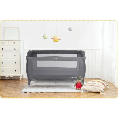 Ricokids RK-242 Cestovná detská postieľka + matrac + taška 125 × 65 × 78 cm, antracitová