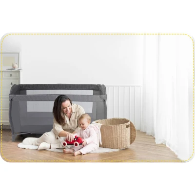 Ricokids RK-242 Cestovná detská postieľka + matrac + taška 125 × 65 × 78 cm, antracitová