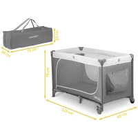Ricokids RK-241 Cestovná detská postieľka + matrac + taška 125×65×78 cm, sivá