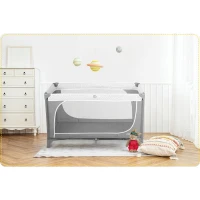 Ricokids RK-241 Cestovná detská postieľka + matrac + taška 125×65×78 cm, sivá