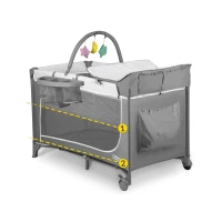 Ricokids RK-241 Cestovná detská postieľka + matrac + taška 125×65×78 cm, sivá