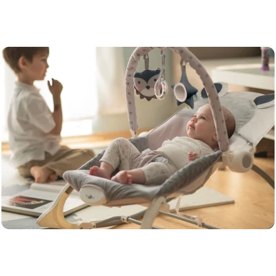 Ricokids 7328 Detská hojdacie kreslo s vibráciami, sivá farba