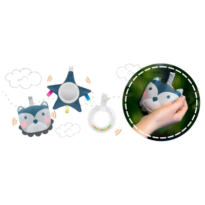 Ricokids 7328 Detská hojdacie kreslo s vibráciami, sivá farba