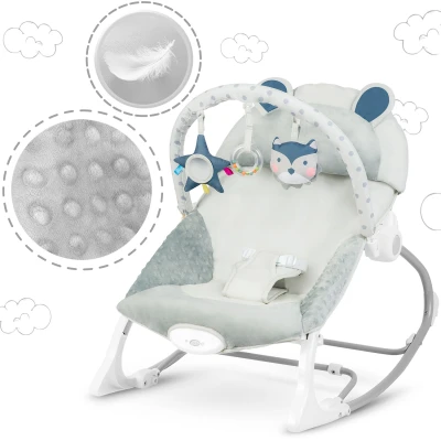 Ricokids 7328 Detská hojdacie kreslo s vibráciami, sivá farba