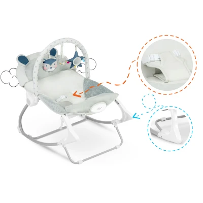 Ricokids 7328 Detská hojdacie kreslo s vibráciami, sivá farba