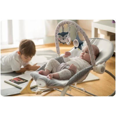 Ricokids 7328 Detská hojdacie kreslo s vibráciami, sivá farba