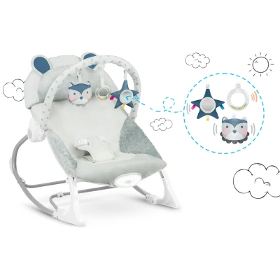 Ricokids 7328 Detská hojdacie kreslo s vibráciami, sivá farba