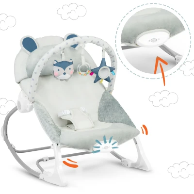 Ricokids 7328 Detská hojdacie kreslo s vibráciami, sivá farba