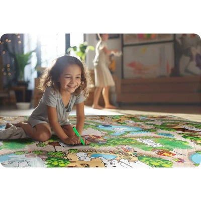 Ricokids RK-343 Penová podložka na maľovanie 200 x 120 x 0,3 cm + fixky, ZOO