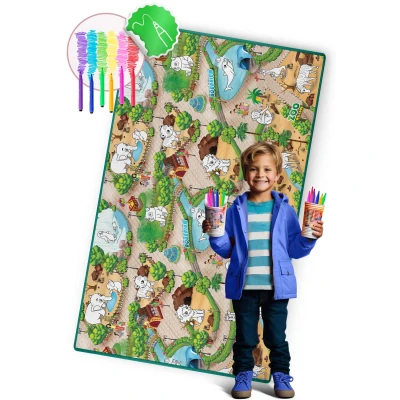 Ricokids RK-343 Penová podložka na maľovanie 200 x 120 x 0,3 cm + fixky, ZOO