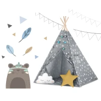 Nukido 740120 Detské teepee so svetielkami - sivé s hviezdičkami