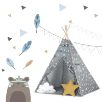 Nukido 740120 Detské teepee so svetielkami - sivé s hviezdičkami