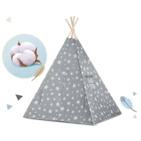 Nukido 740120 Detské teepee so svetielkami - sivé s hviezdičkami