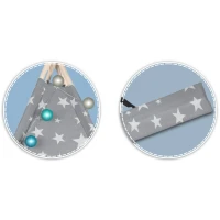 Nukido 740120 Detské teepee so svetielkami - sivé s hviezdičkami