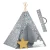 Nukido 740120 Dětské teepee se světýlky - šedé s hvězdičkami