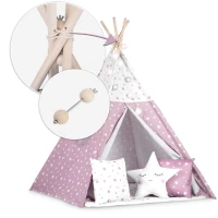 Nukido 740023 Detský teepee s osvetlením - ružový s hviezdami