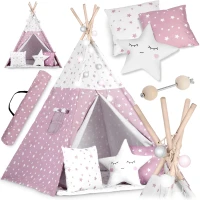 Nukido 740023 Detský teepee s osvetlením - ružový s hviezdami
