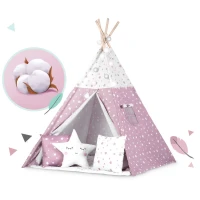 Nukido 740023 Detský teepee s osvetlením - ružový s hviezdami