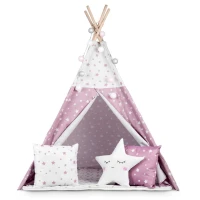 Nukido 740023 Detský teepee s osvetlením - ružový s hviezdami