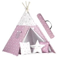 Nukido 740023 Detský teepee s osvetlením - ružový s hviezdami