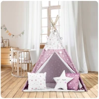 Nukido 740023 Detský teepee s osvetlením - ružový s hviezdami