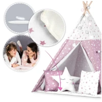 Nukido 740023 Detský teepee s osvetlením - ružový s hviezdami