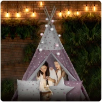 Nukido 740023 Detský teepee s osvetlením - ružový s hviezdami