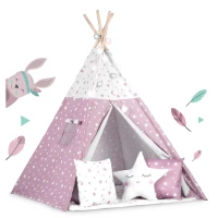 Nukido 740023 Detský teepee s osvetlením - ružový s hviezdami