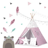Nukido 740023 Detský teepee s osvetlením - ružový s hviezdami