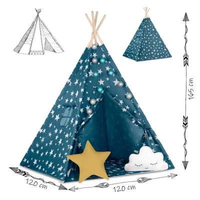 Nukido 740121 Detský teepee s osvetlením - modrý