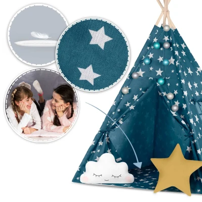 Nukido 740121 Detský teepee s osvetlením - modrý
