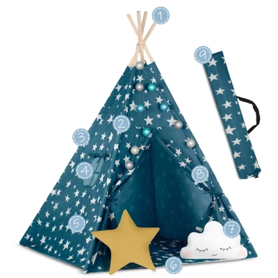 Nukido 740121 Detský teepee s osvetlením - modrý