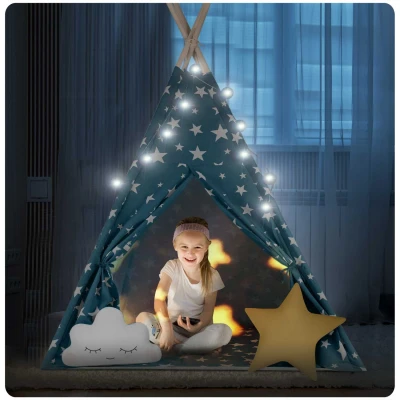 Nukido 740121 Detský teepee s osvetlením - modrý
