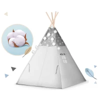 Nukido 740020 Dětské teepee s girlandou a světýlky - šedé s hvězdičkami
