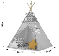 Nukido 740021 Detské teepee so svetielkami - sivé