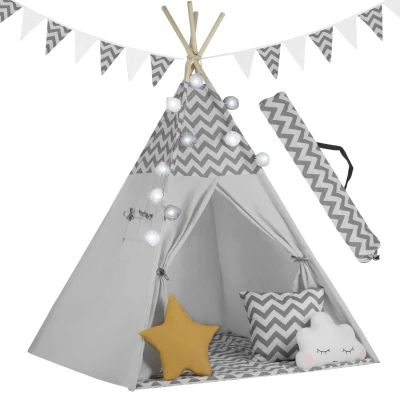 Nukido 740021 Detské teepee so svetielkami - sivé