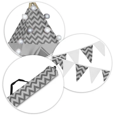 Nukido 740021 Detské teepee so svetielkami - sivé