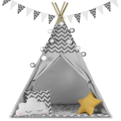 Nukido 740021 Detské teepee so svetielkami - sivé